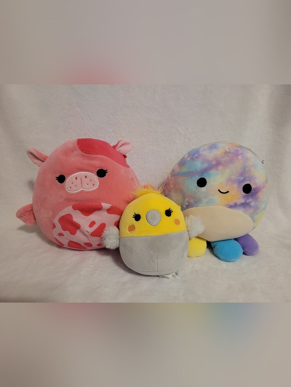 Lot Of 3 Squishmallow Stuffed Animal/Plushies - Sea Cow, Octopus, Bird/Cockatiel